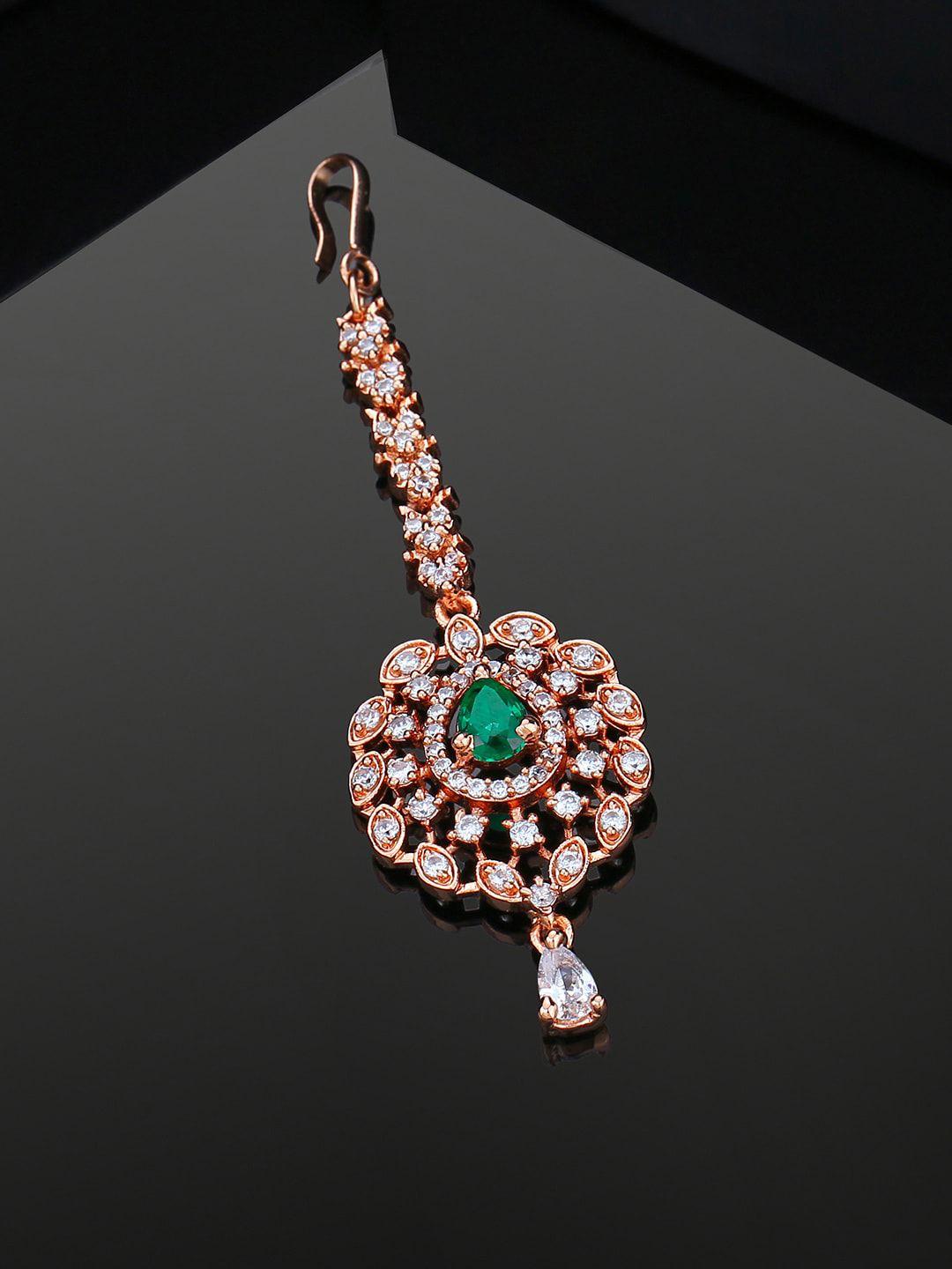 estele rose gold-plated cz-studded maang tika