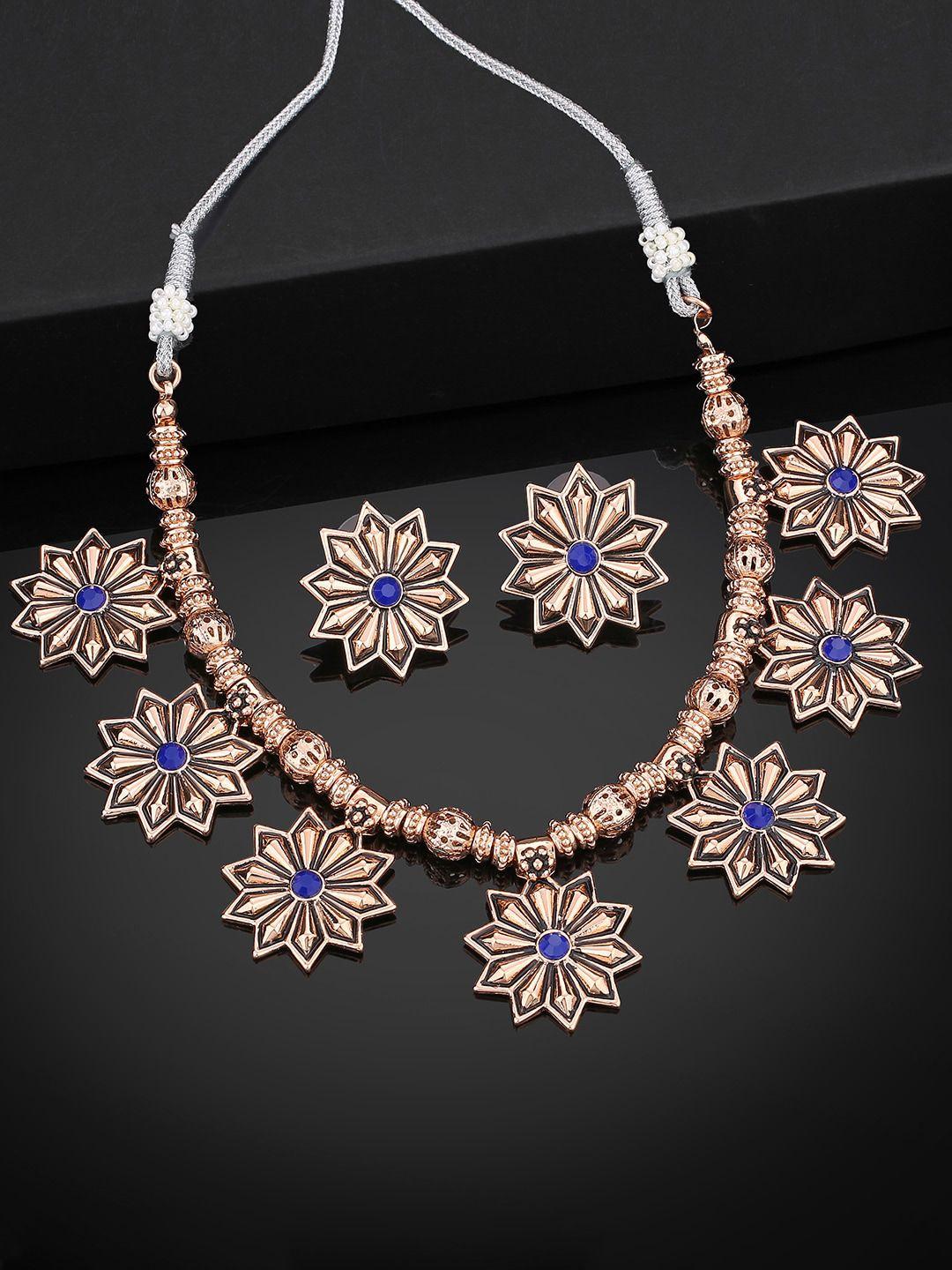 estele rose gold plated floral shaped jewelry set