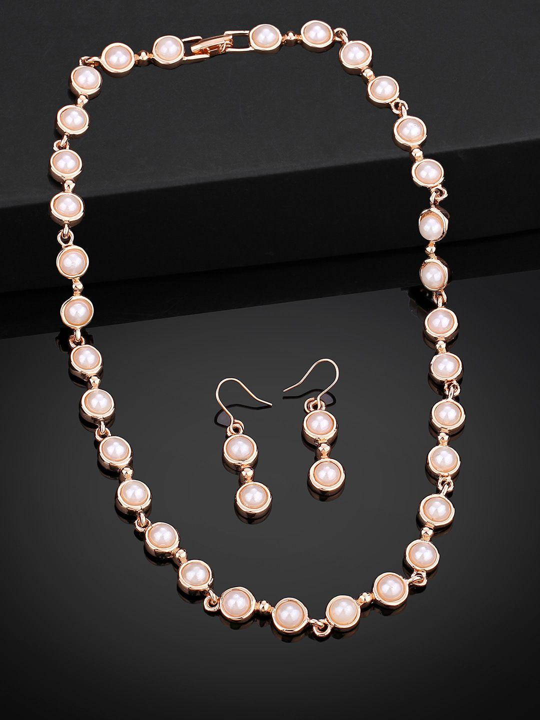 estele rose gold-plated pearl-studded jewellery set