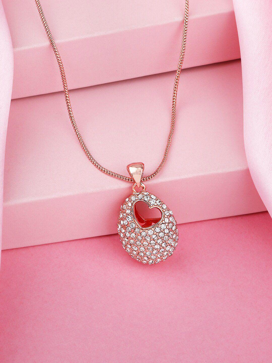 estele rose gold-plated quartz-studded pendant with chain