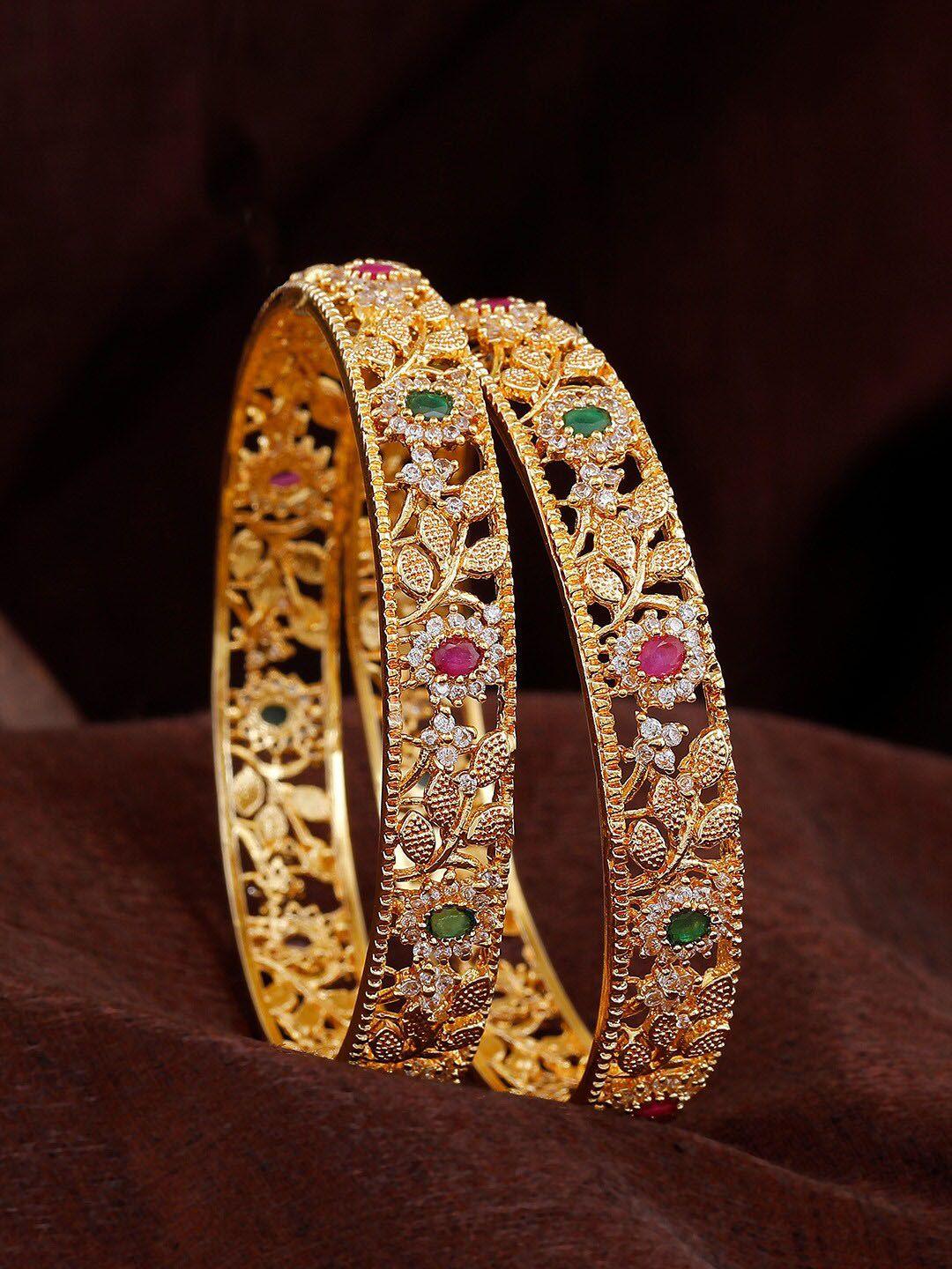 estele set of 2 gold plated & ad studded bangle