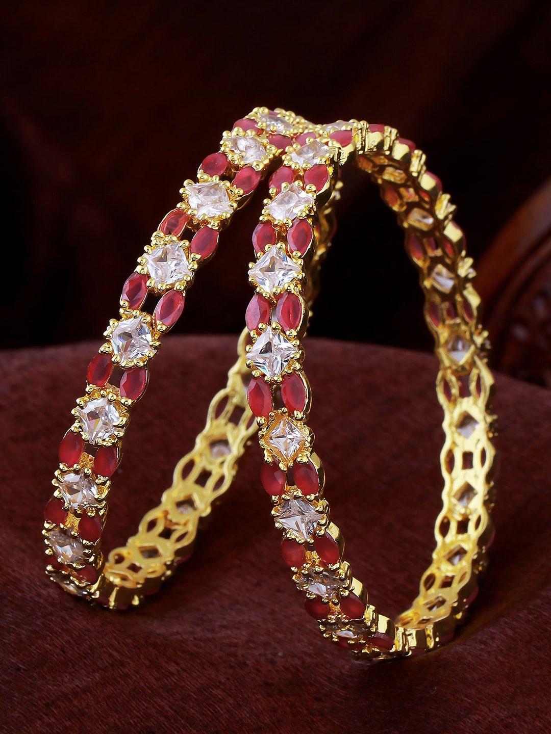 estele set of 2 gold-plated & ad-studded bangles