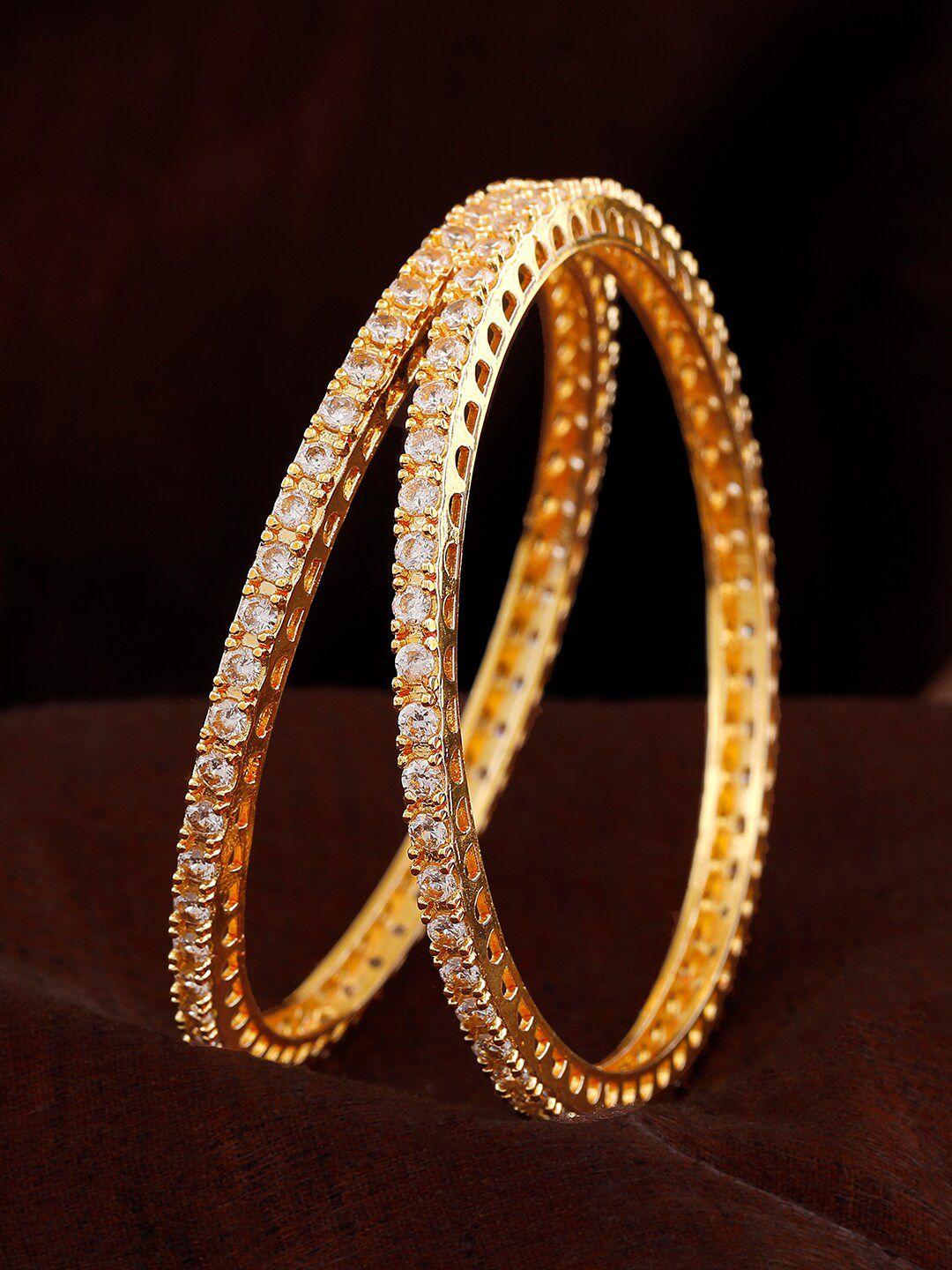 estele set of 2 gold-plated ad-studded bangles