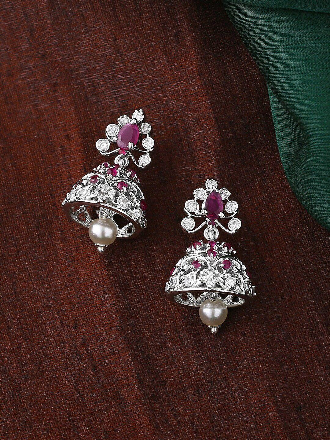 estele silver-plated dome shaped jhumkas earrings