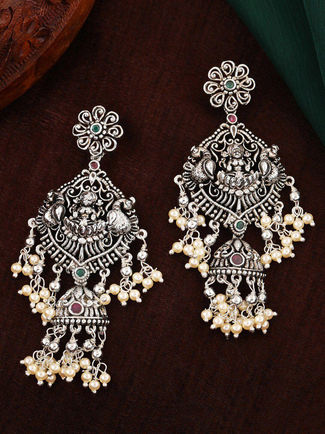 estele silver-plated floral jhumkas earrings