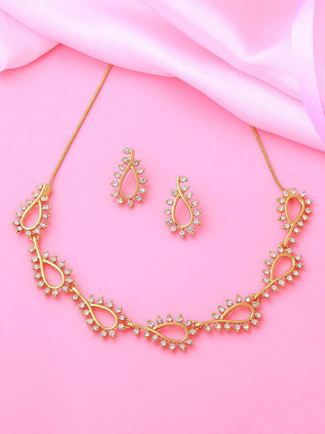 estele women gold-plated crystals-studded jewellery set