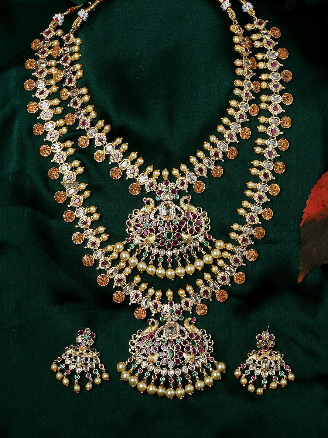 estele women gold-plated cz stone-studded jewellery set