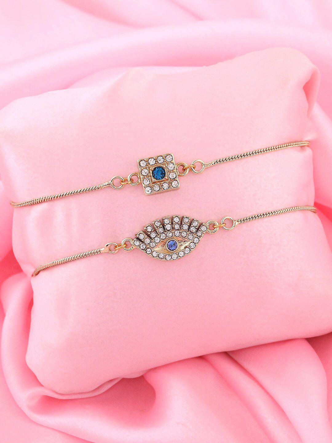 estele women pack of 2 gold-plated charm bracelet