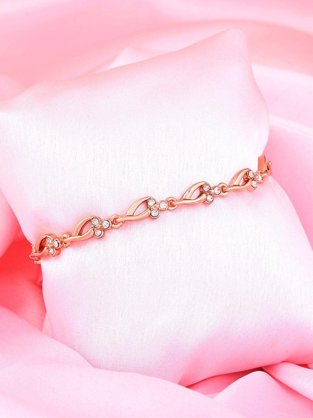 estele women rose gold & white crystals handcrafted rose gold-plated wraparound bracelet