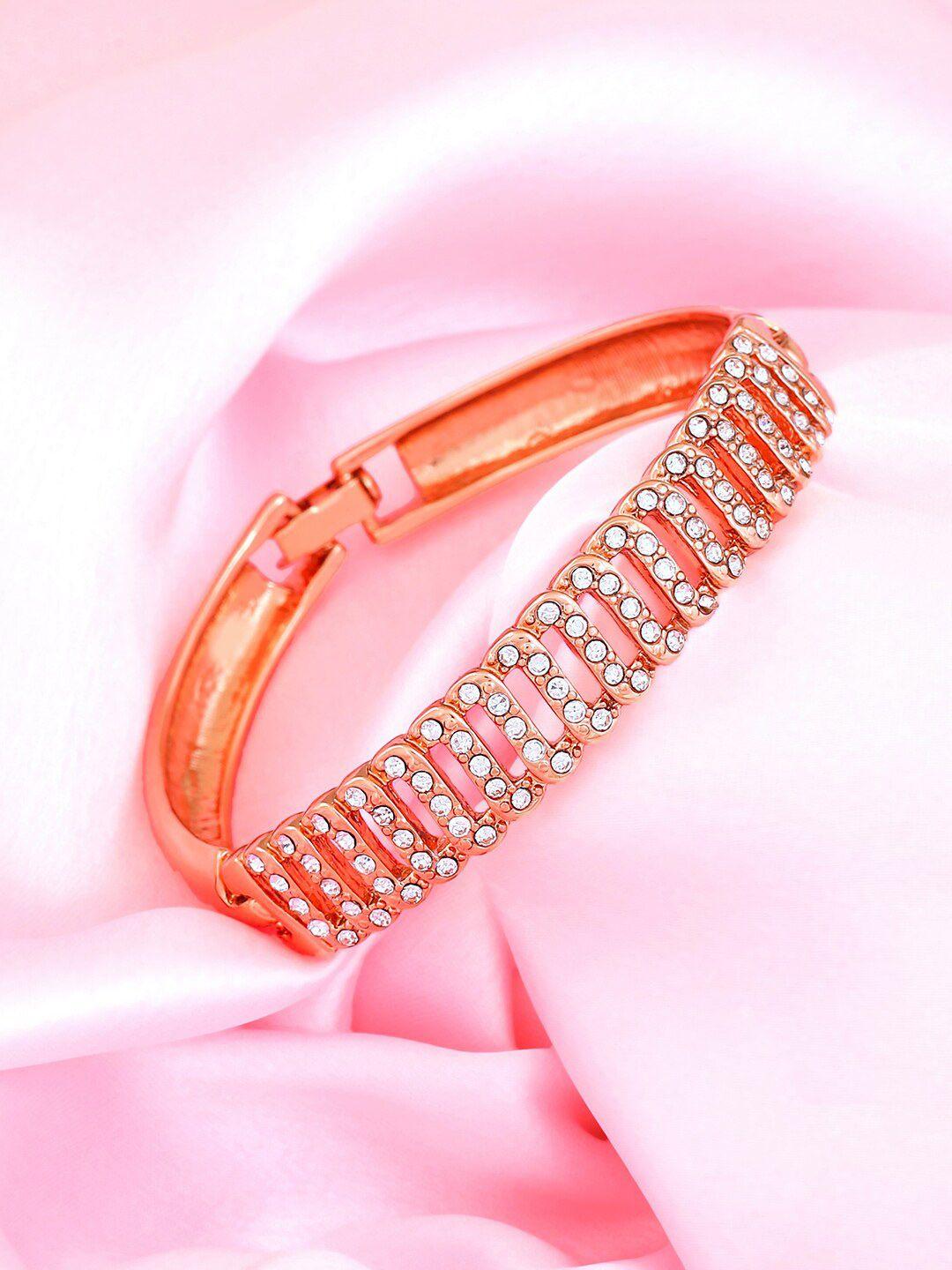 estele women rose gold & white crystals rose gold-plated link bracelet