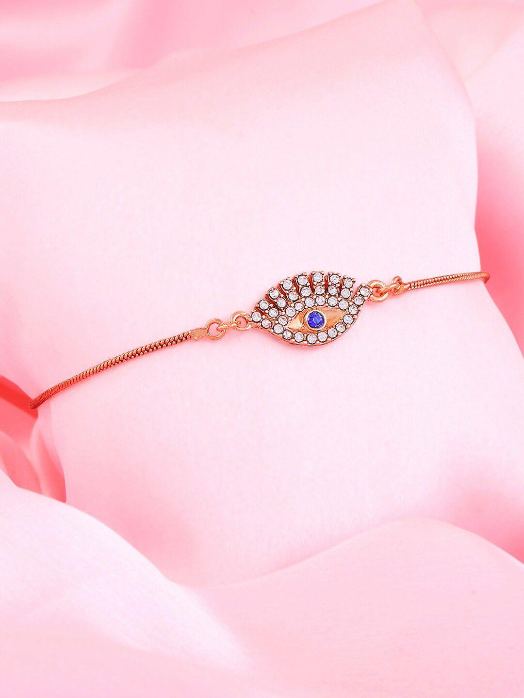 estele women rose gold & white crystals rose gold-plated link bracelet