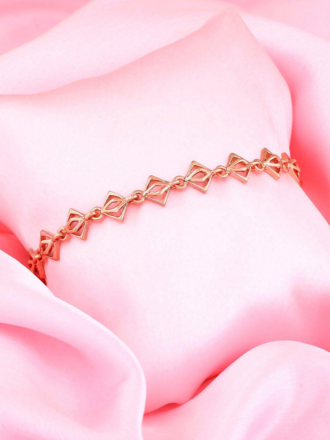 estele women rose gold handcrafted rose gold-plated link bracelet