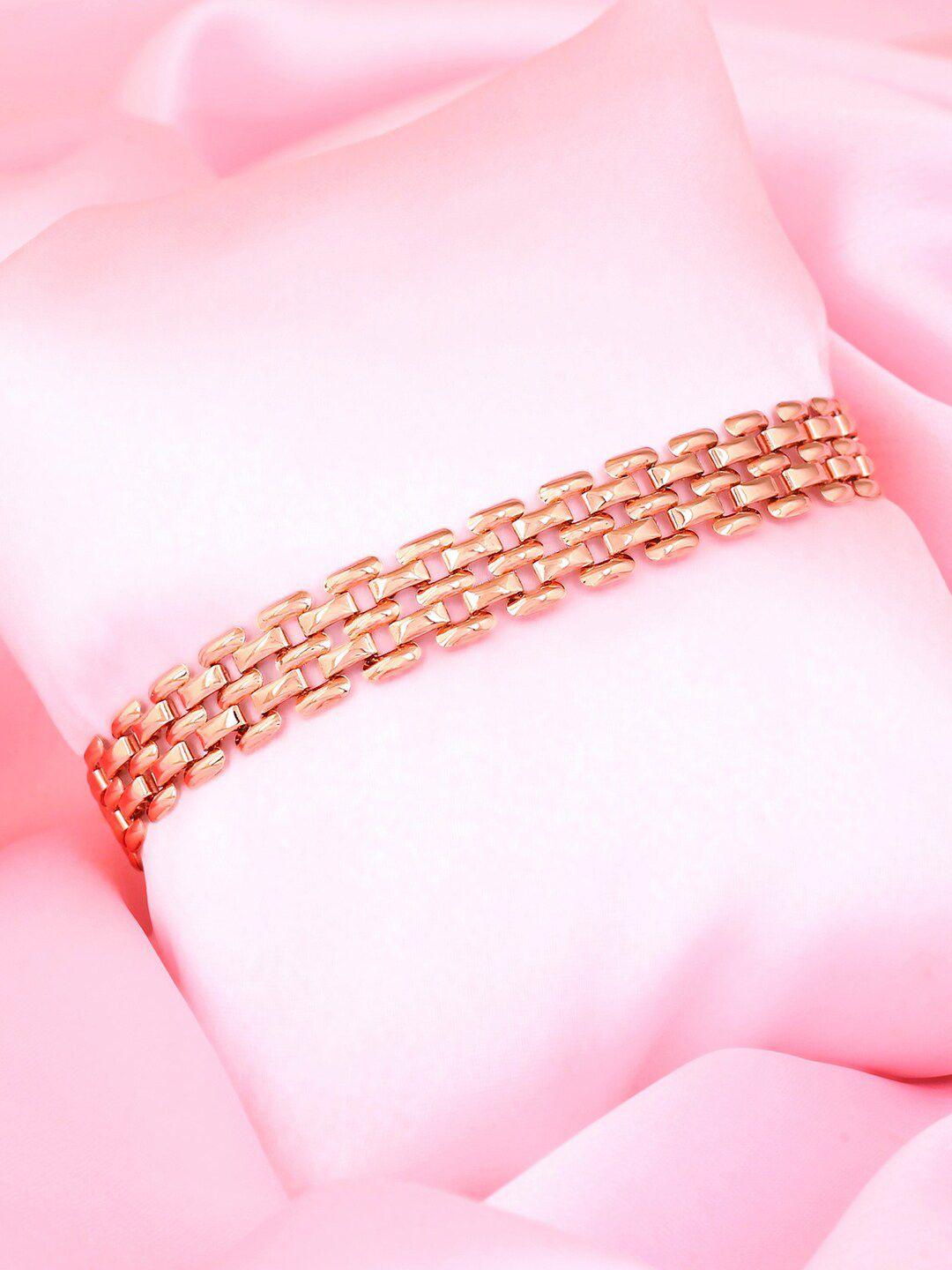 estele women rose gold handcrafted rose gold-plated link bracelet