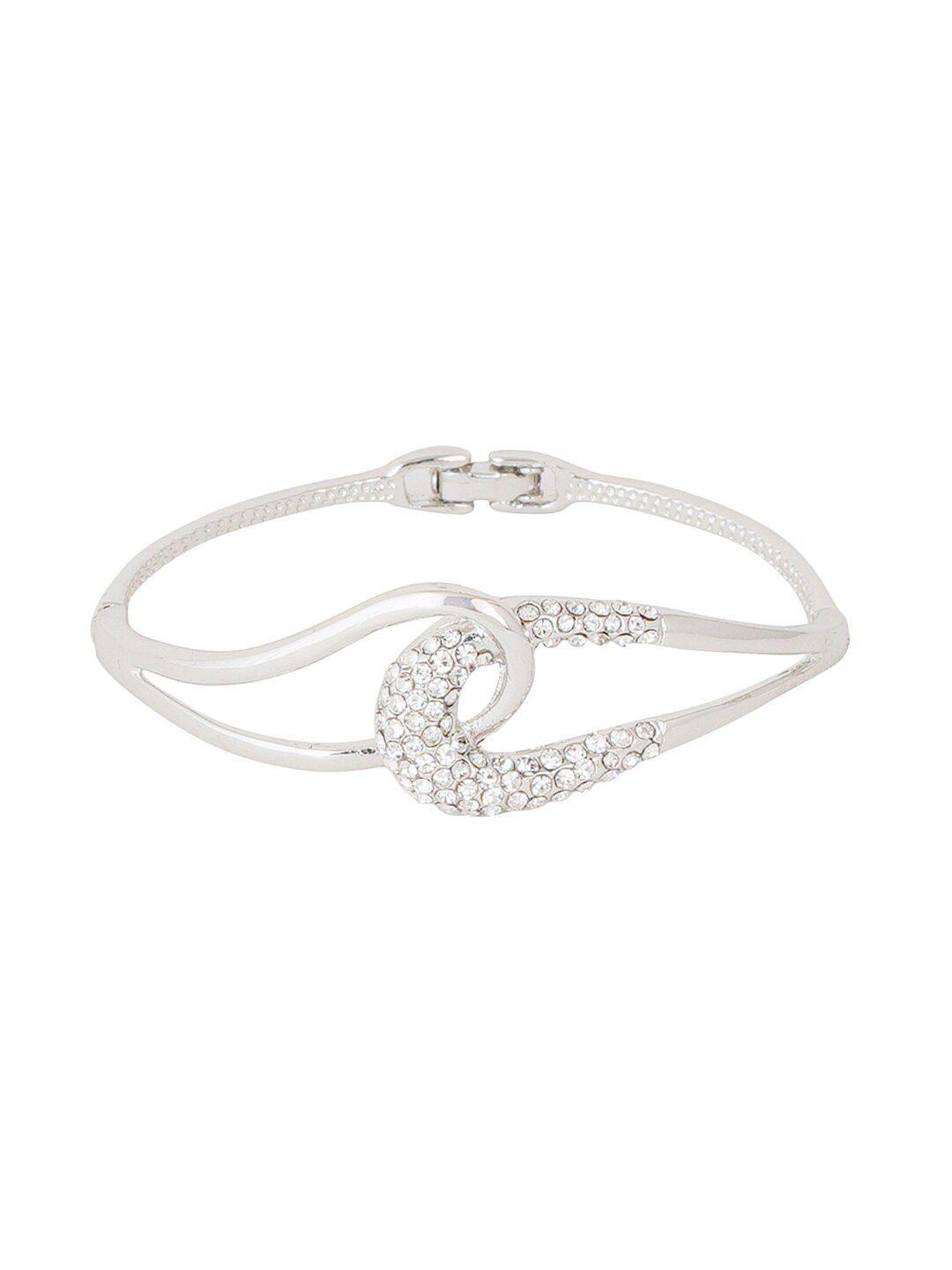 estele women silver-plated crystals bangle-style bracelet