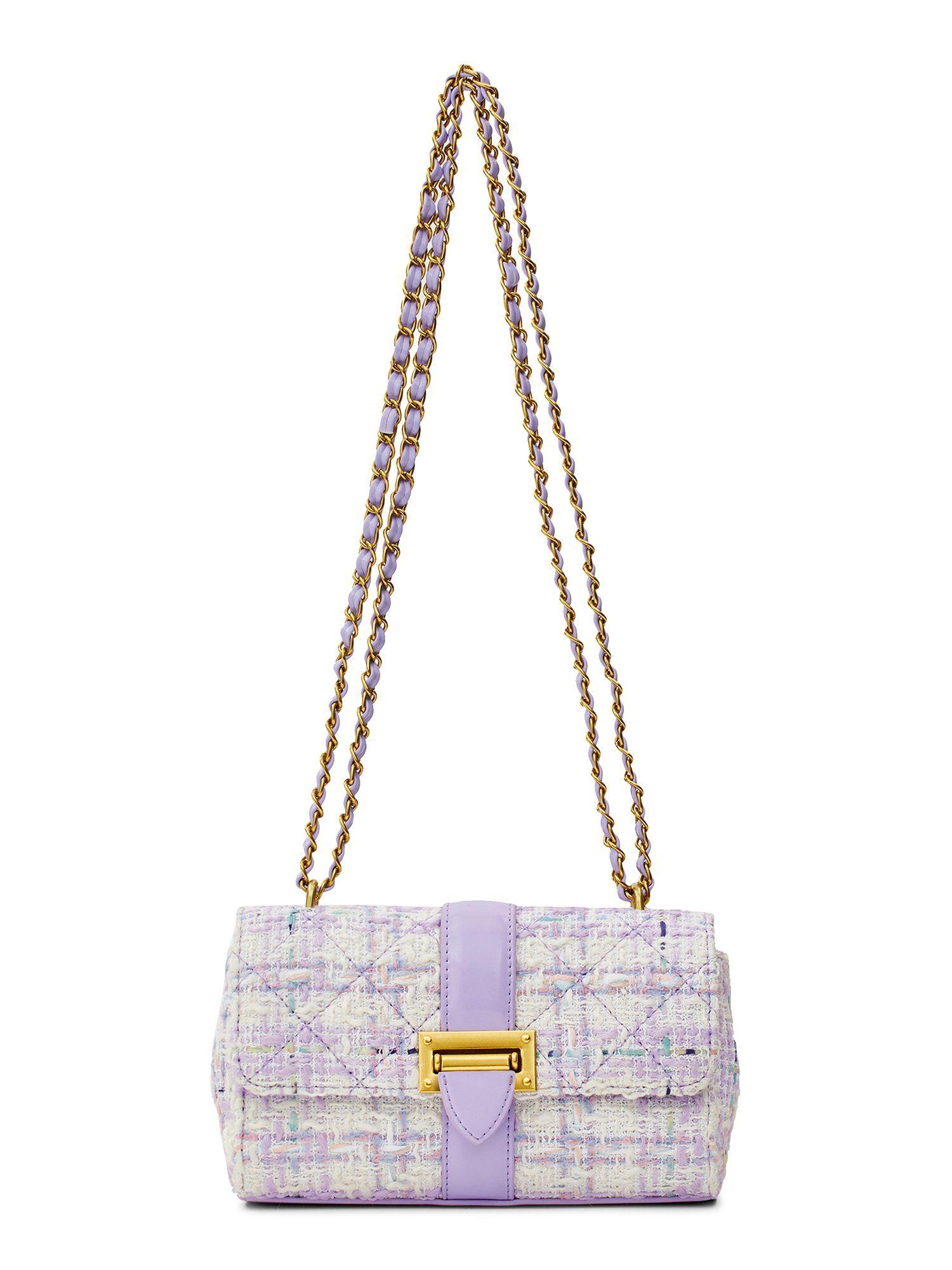 estelle tweed crossbody bag for women -lavender (s)