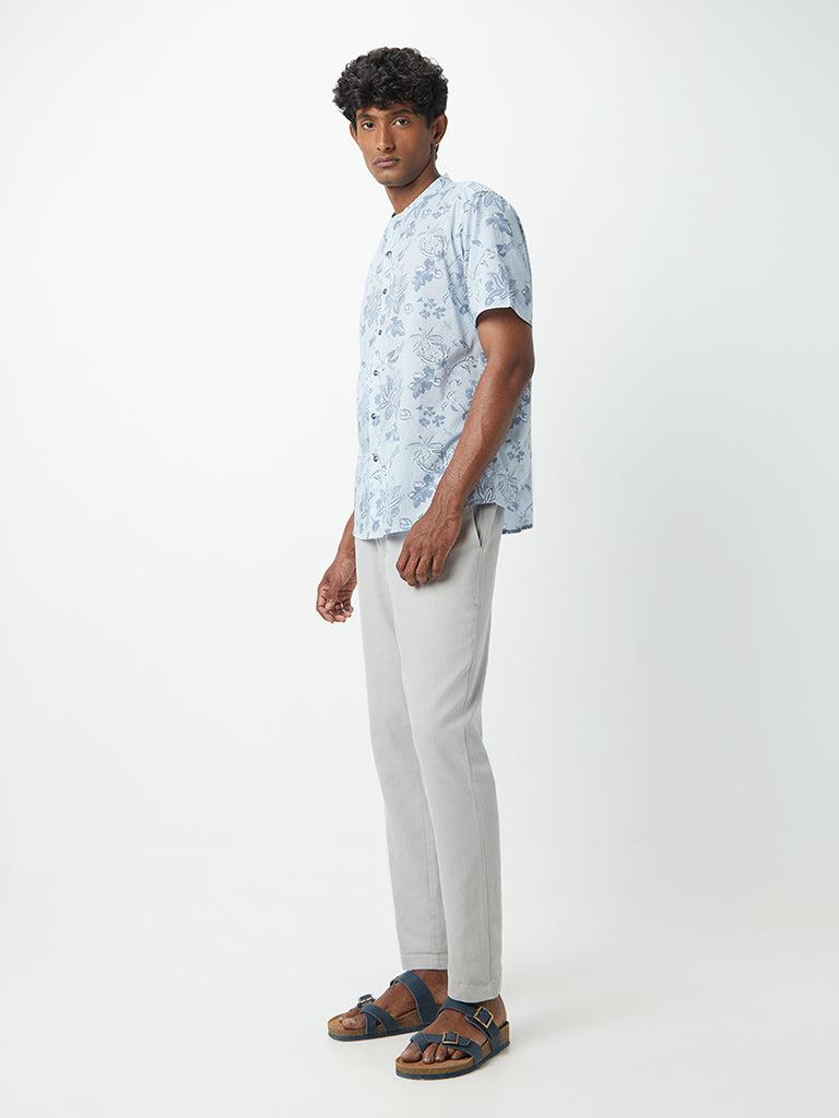 eta blue floral-patterned resort-fit shirt