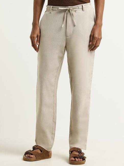 eta by westside beige mid rise relaxed fit trousers