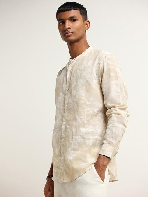 eta by westside beige printed grandad resort fit shirt