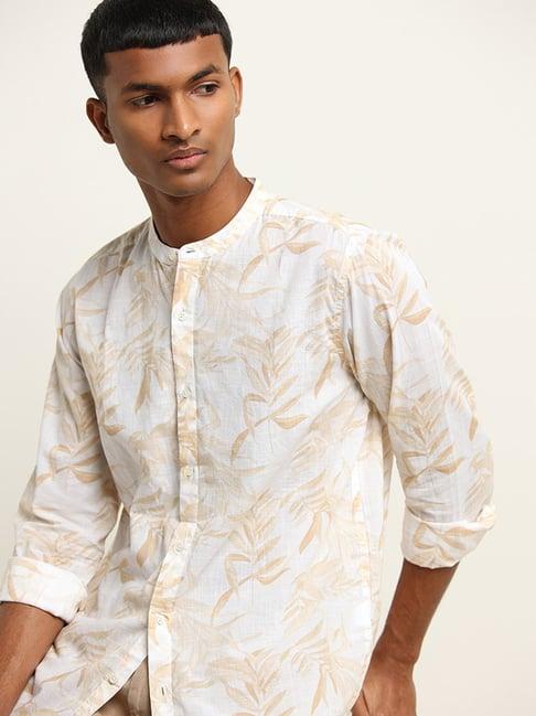 eta by westside beige printed grandad resort fit shirt