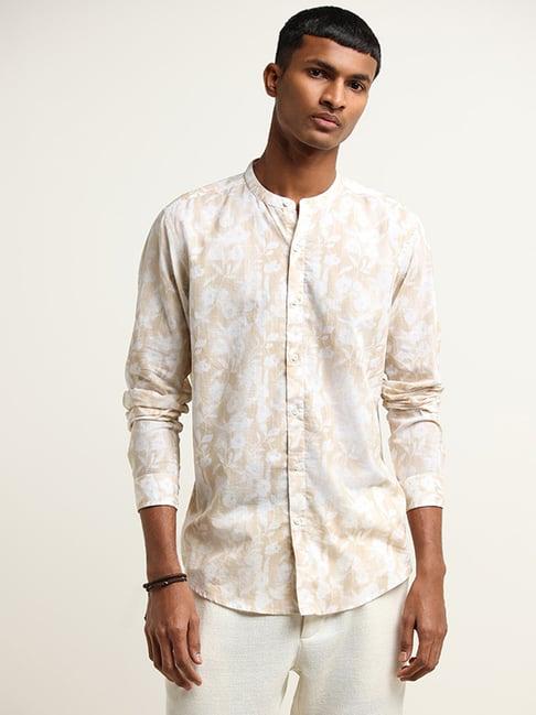 eta by westside beige printed grandad shirt