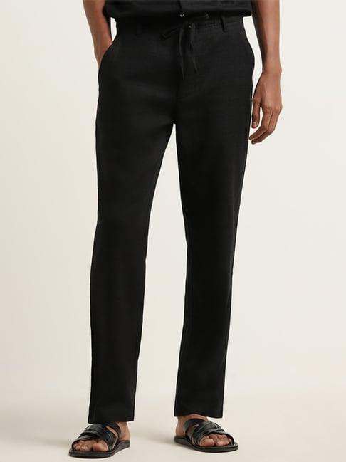 eta by westside black relaxed-fit mid-rise cotton blend chinos