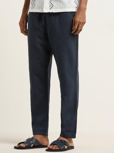 eta by westside dark blue relaxed-fit mid-rise cotton chinos