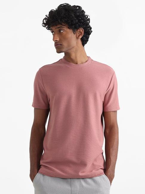 eta by westside dark pink ribbed slim fit t-shirt