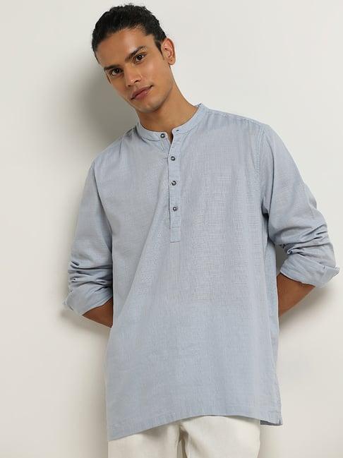 eta by westside dusty blue resort-fit cotton shirt