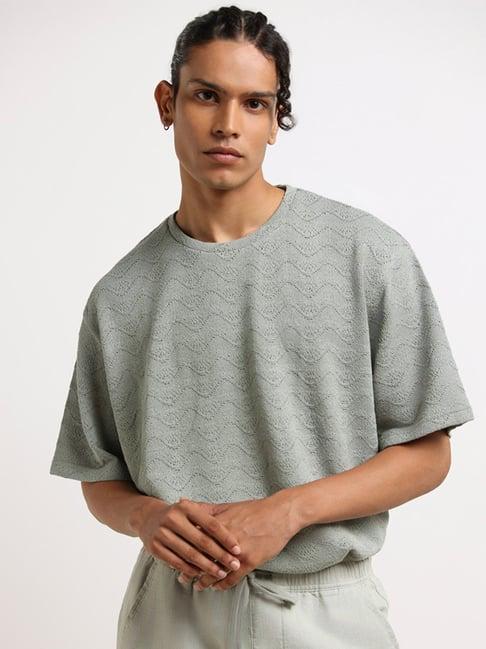 eta by westside green textured relaxed fit t-shirt