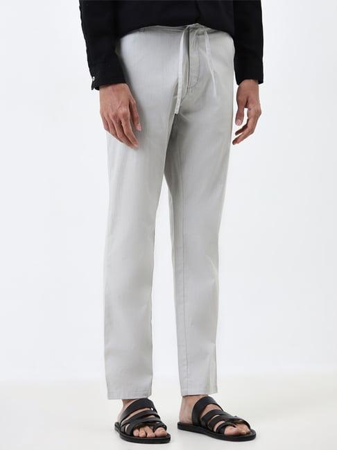 eta by westside grey mid-rise slim-fit cotton chinos