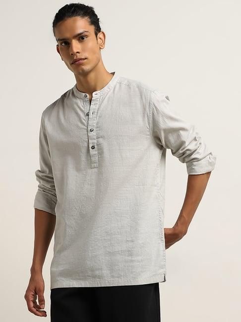 eta by westside grey resort-fit cotton shirt