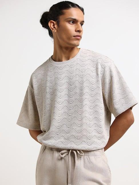 eta by westside grey textured relaxed fit t-shirt