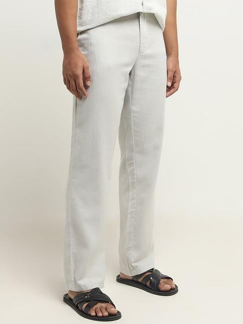 eta by westside light grey relaxed-fit mid-rise cotton blend chinos