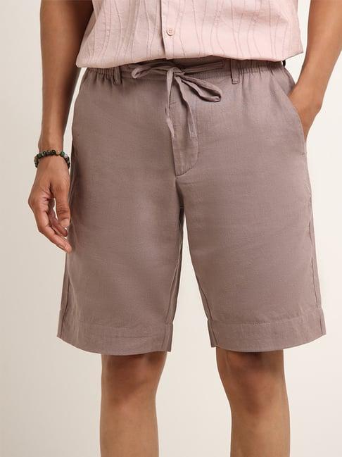 eta by westside mauve mid rise relaxed fit shorts