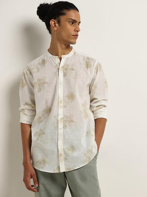 eta by westside off-white floral design resort-fit cotton shirt