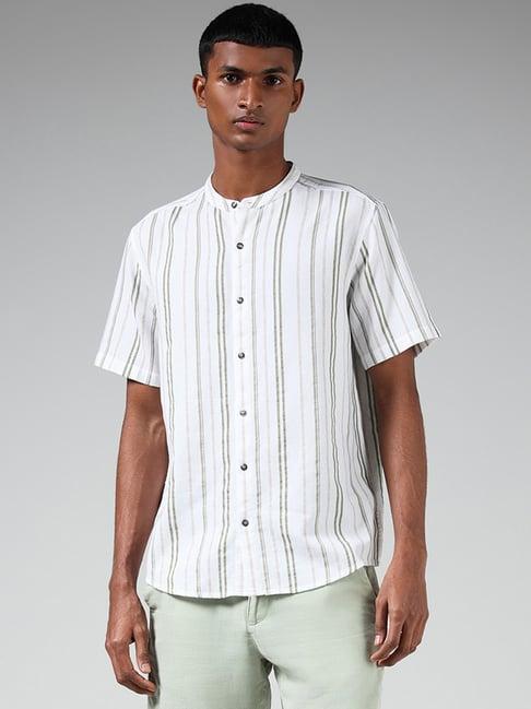 eta by westside off-white striped resort fit shirt