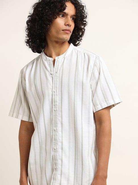 eta by westside off-white striped resort fit shirt