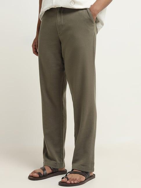 eta by westside olive relaxed-fit mid-rise cotton blend chinos