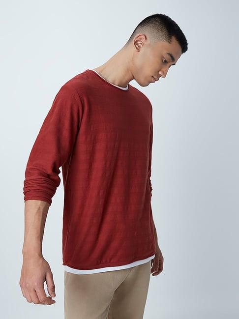 eta by westside rust self-striped slim-fit t-shirt