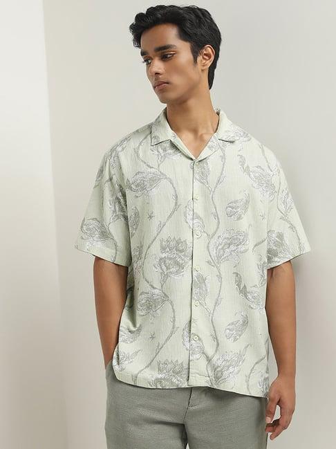 eta by westside sage foliage printed relaxed-fit cotton shirt