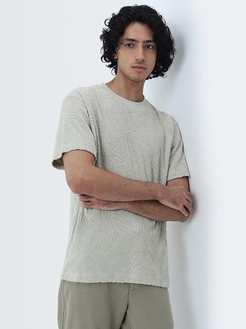 eta by westside sage self-textured slim-fit cotton t-shirt