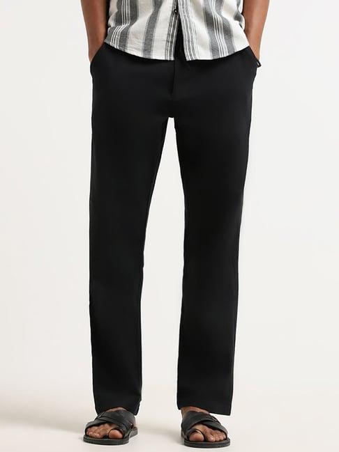 eta by westside solid black slim-fit chinos