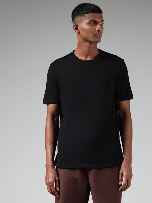 eta by westside solid black slim fit t-shirt