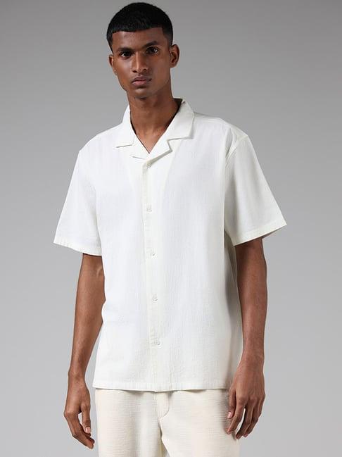 eta by westside solid off white relaxed fit shirt