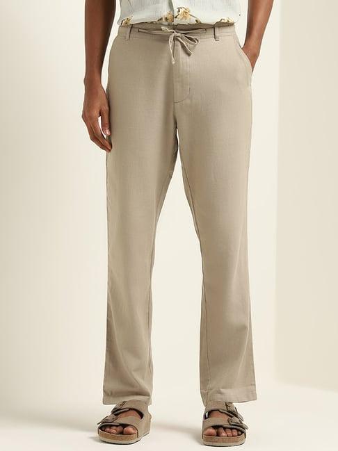 eta by westside taupe relaxed-fit mid-rise cotton blend chinos