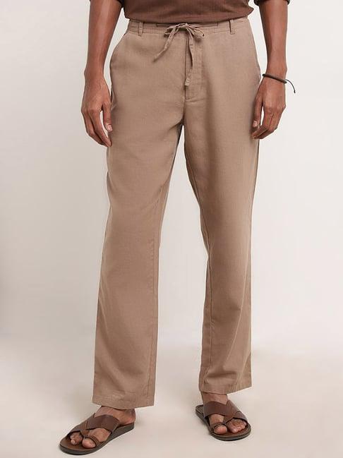 eta by westside taupe relaxed-fit mid-rise cotton blend chinos