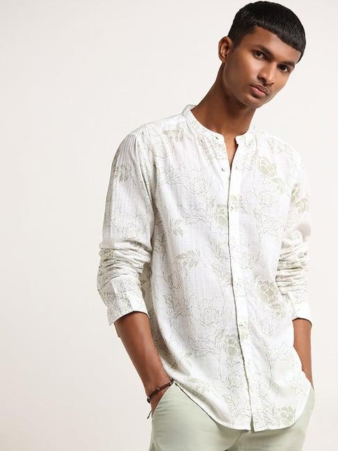 eta by westside white floral print grandad shirt