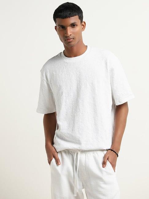 eta by westside white textured relaxed-fit t-shirt