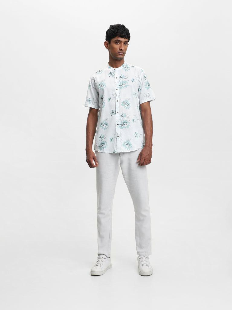 eta printed sage resort fit shirt