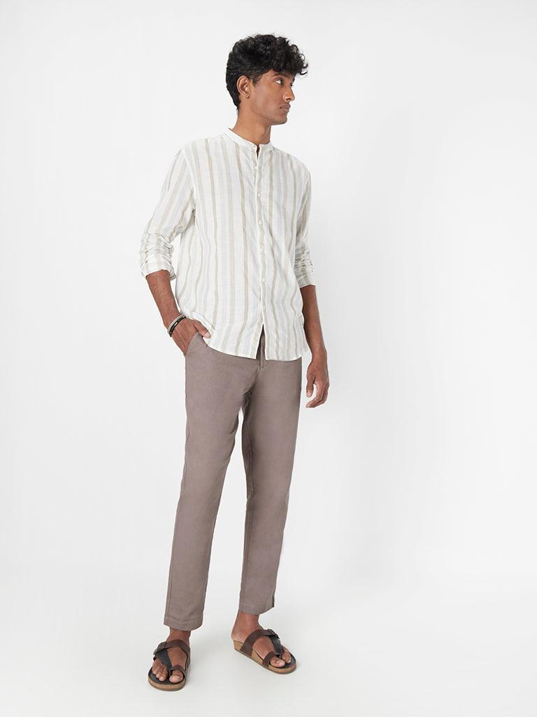 eta white striped resort-fit shirt